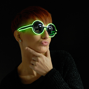 0775-156 EL Neon Brille Disc Grün