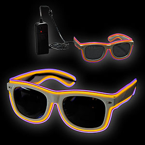 0775-077 EL Neon Glasses Double Trouble gelb lila