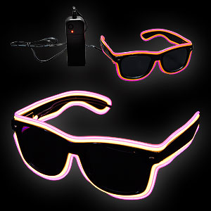 0775-078 EL Neon Glasses Double Trouble gelb pink